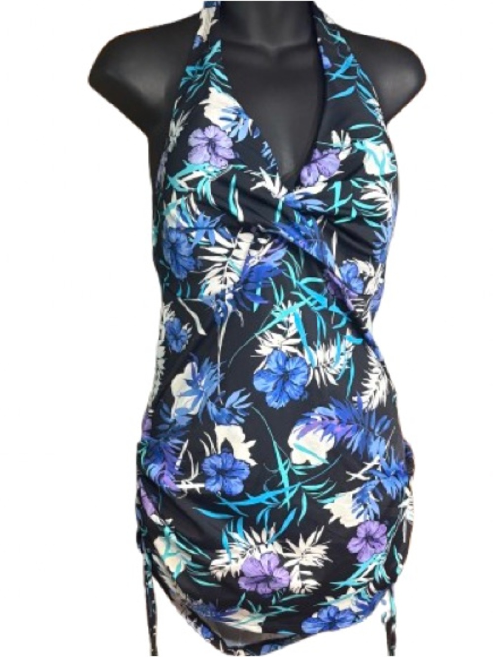 Swimsuits for All Adjustable Underwire Tankini purple floral side ties 18 - Picture 2 of 13